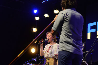 Announcement image for the event Solidaritätskonzert  mit Tamara Lukasheva – Matthias Schriefl – Laura  Marti – Nico Brandenburg