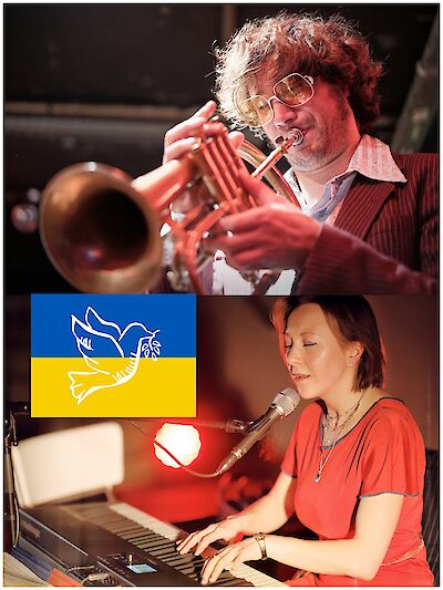 Announcement image for the event Solidaritätskonzert  mit Tamara Lukasheva – Matthias Schriefl – Laura  Marti – Nico Brandenburg