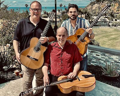 Ankündigungsmotiv für die Veranstaltung Joscho Stephan’s Transatlantic Guitar Trio