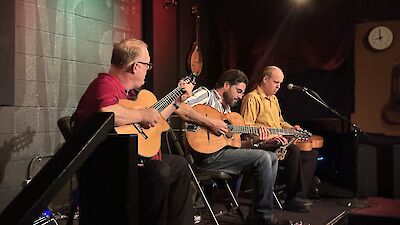 Ankündigungsmotiv für die Veranstaltung Joscho Stephan’s Transatlantic Guitar Trio