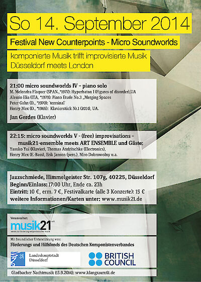 Announcement image for the event Micro Soundworlds – Komponierte trifft improvisierte Musik