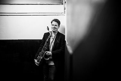Ankündigungsmotiv für die Veranstaltung Denis Gäbel Quartet feat. Clarence Penn & Reuben Rogers